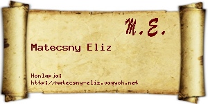 Matecsny Eliz névjegykártya